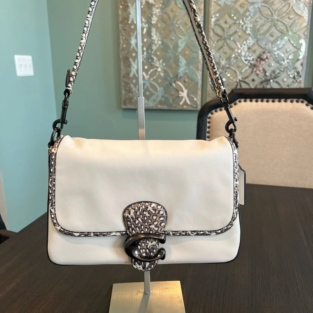 NWT Coach Soft Tabby Leather Shoulder Bag with snakeskin detail